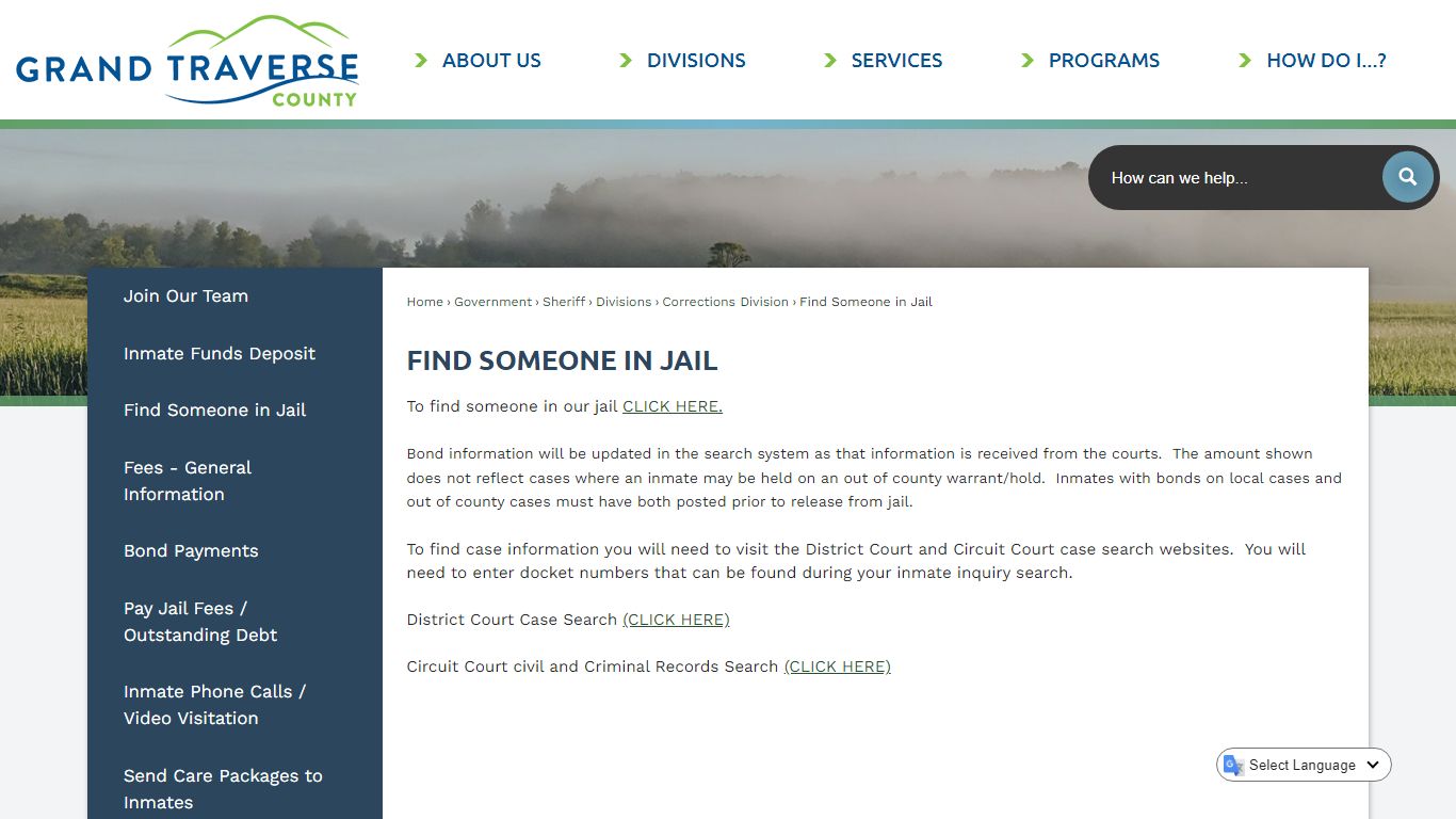 Find Someone in Jail | Grand Traverse County, MI